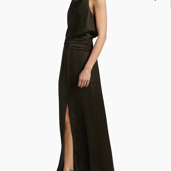 Ramy Brook Charmayne Maxi Gown; Olive-Green Evening Gown with Front Slit - Picture 3 of 15